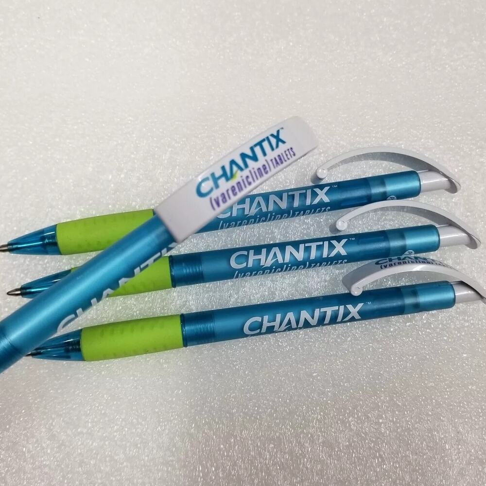 4 CHANTIX PENS Pharmaceutical Promotional Drug Rep Advertising Pfizer Plastic